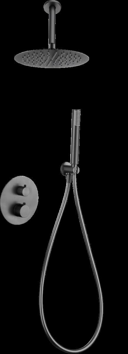 Griferia termostatica empotrada serie GENOVA acabado negro gun metal - Imagen 2