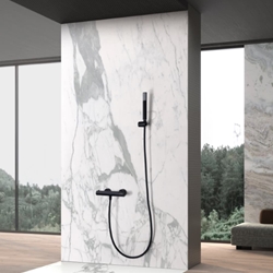 Griferia termostatica empotrada serie GENOVA acabado negro mate - Imagen 1