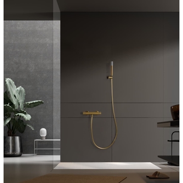 Griferia termostatica empotrada serie GENOVA acabado oro cepillado - Imagen 1