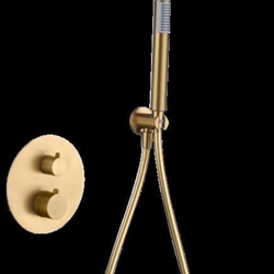 Griferia termostatica empotrada serie GENOVA acabado oro cepillado - Imagen 2