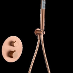 Griferia termostatica empotrada serie GENOVA acabado oro rosa cepillado - Imagen 2