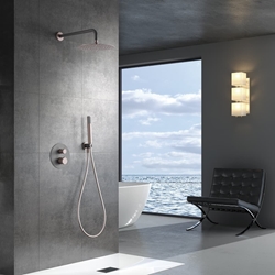 Griferia termostatica empotrada serie LINE acabado gris mate / champagne - Imagen 1