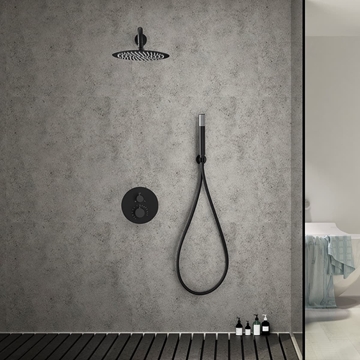 Griferia termostatica empotrada serie LINE acabado negro mate - Imagen 1