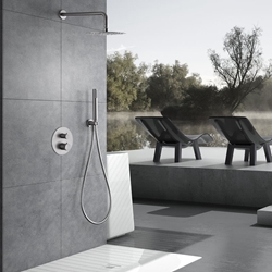 Griferia termostatica empotrada serie LINE acabado niquel cepillado - Imagen 1