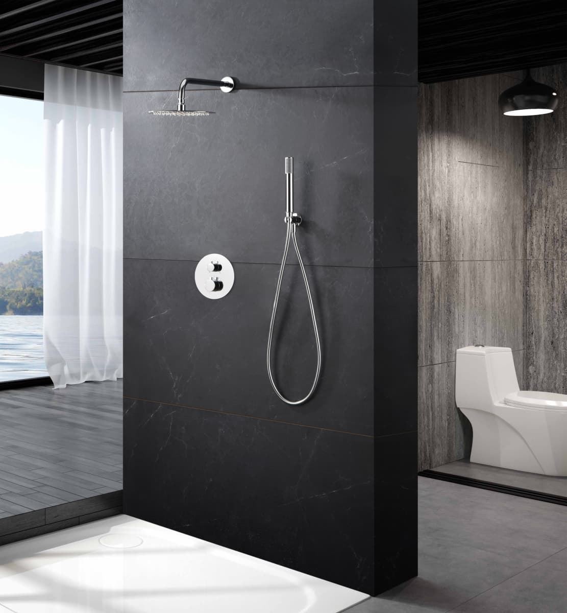 Griferia termostatica empotrada serie MONZA acabado cromo - Imagen 1