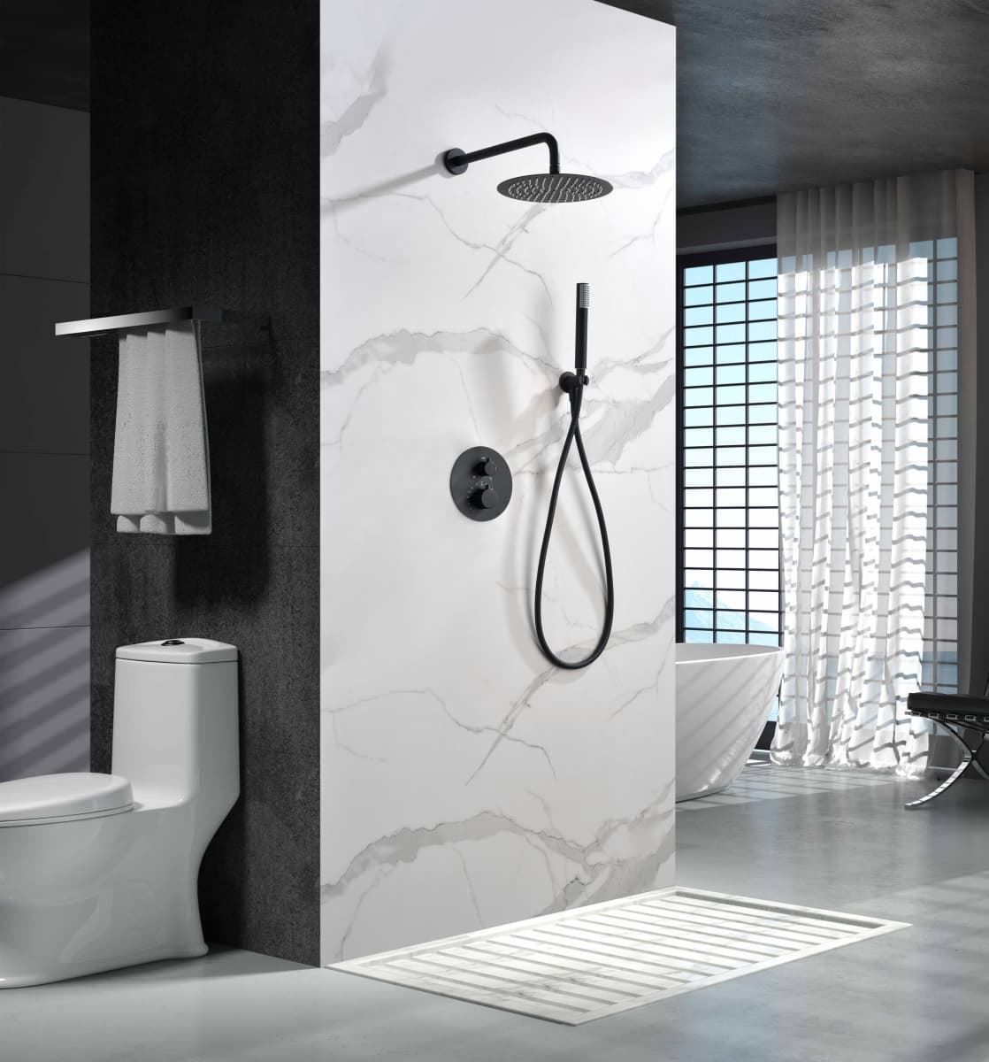 Griferia termostatica empotrada serie MONZA acabado negro mate - Imagen 1