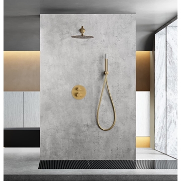 Griferia termostatica empotrada serie MONZA acabado oro cepillado - Imagen 1