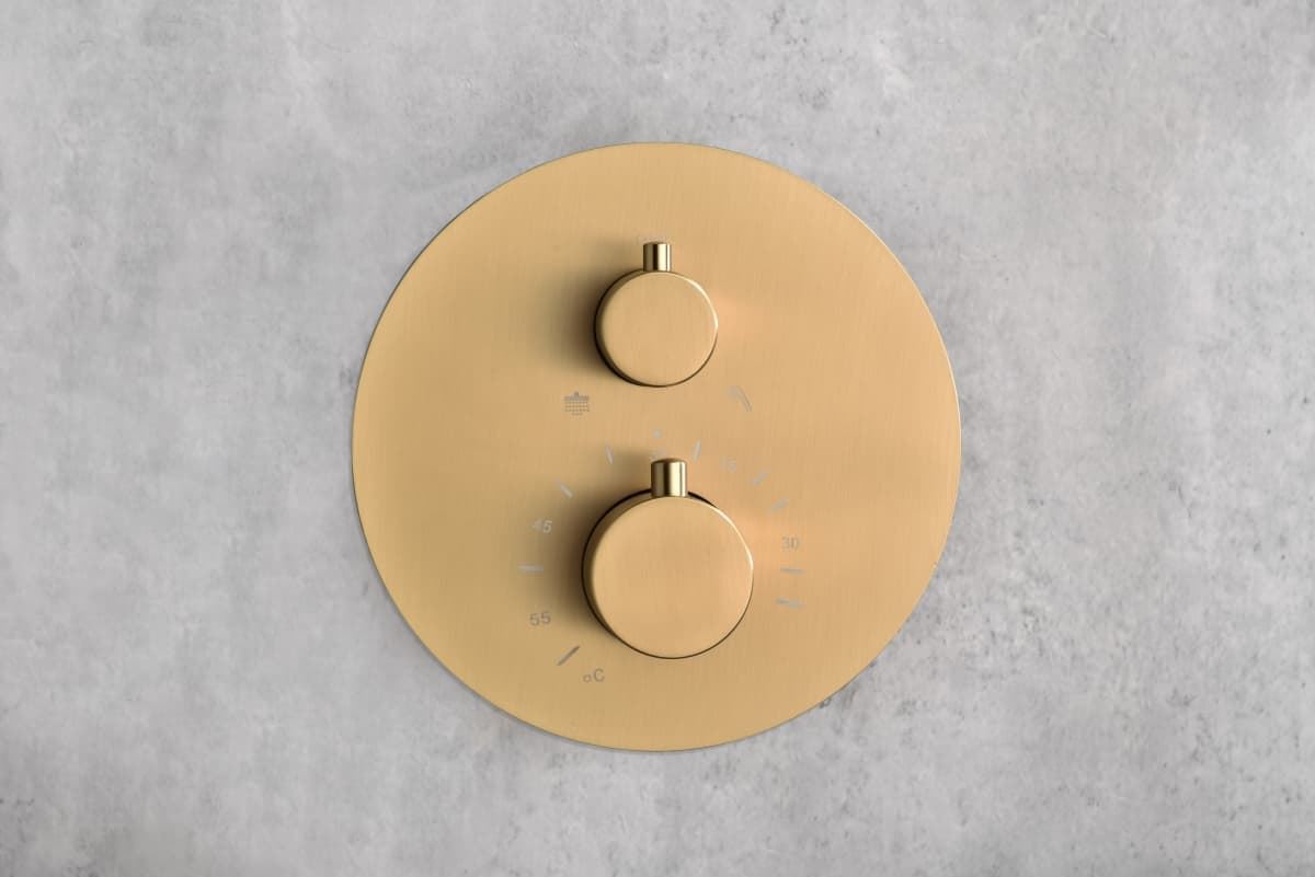 Griferia termostatica empotrada serie MONZA acabado oro cepillado - Imagen 6