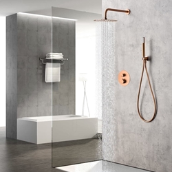 Griferia termostatica empotrada serie MONZA acabado oro rosa cepillado - Imagen 1