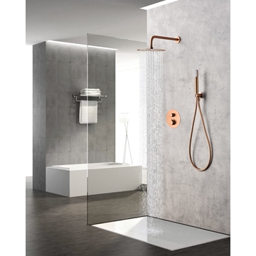 Griferia termostatica empotrada serie MONZA acabado oro rosa cepillado - Imagen 1