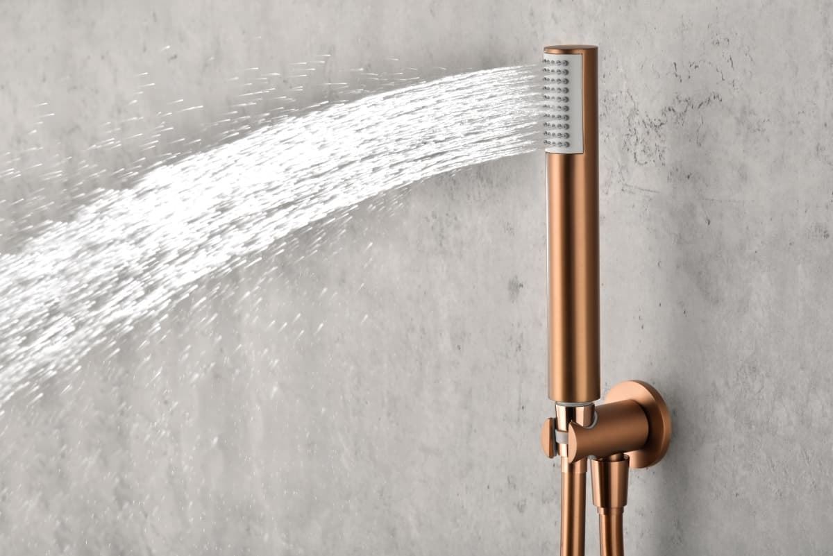 Griferia termostatica empotrada serie MONZA acabado oro rosa cepillado - Imagen 5