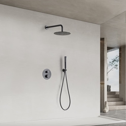 Griferia termostatica empotrada serie NAPOLES acabado black gun metal - Imagen 1