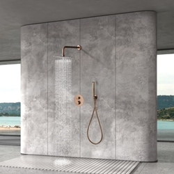 Griferia termostatica empotrada serie NAPOLES acabado oro rosa cepillado - Imagen 1