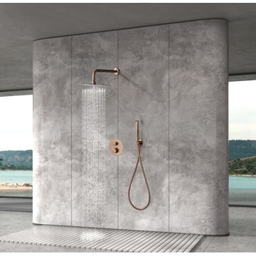 Griferia termostatica empotrada serie NAPOLES acabado oro rosa cepillado - Imagen 1