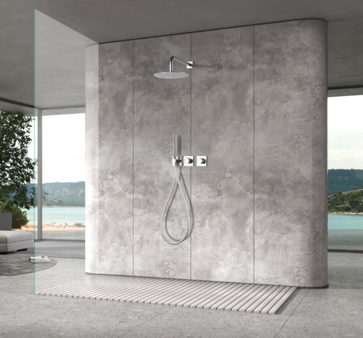 Griferia termostatica empotrada serie TÍBET acabado cromo - Imagen 1