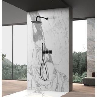 Griferia termostatica empotrada serie TÍBET acabado negro mate - Imagen 1