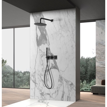 Griferia termostatica empotrada serie TÍBET acabado negro mate - Imagen 1