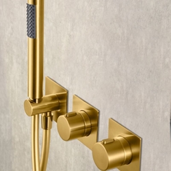 Griferia termostatica empotrada serie TÍBET acabado oro cepillado - Imagen 2