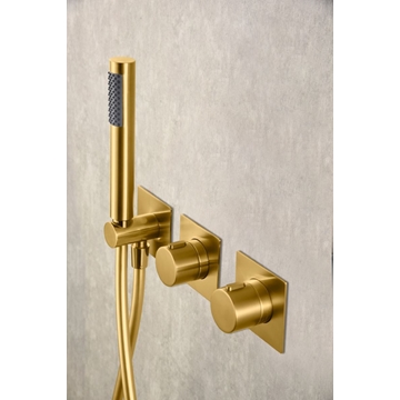 Griferia termostatica empotrada serie TÍBET acabado oro cepillado - Imagen 2