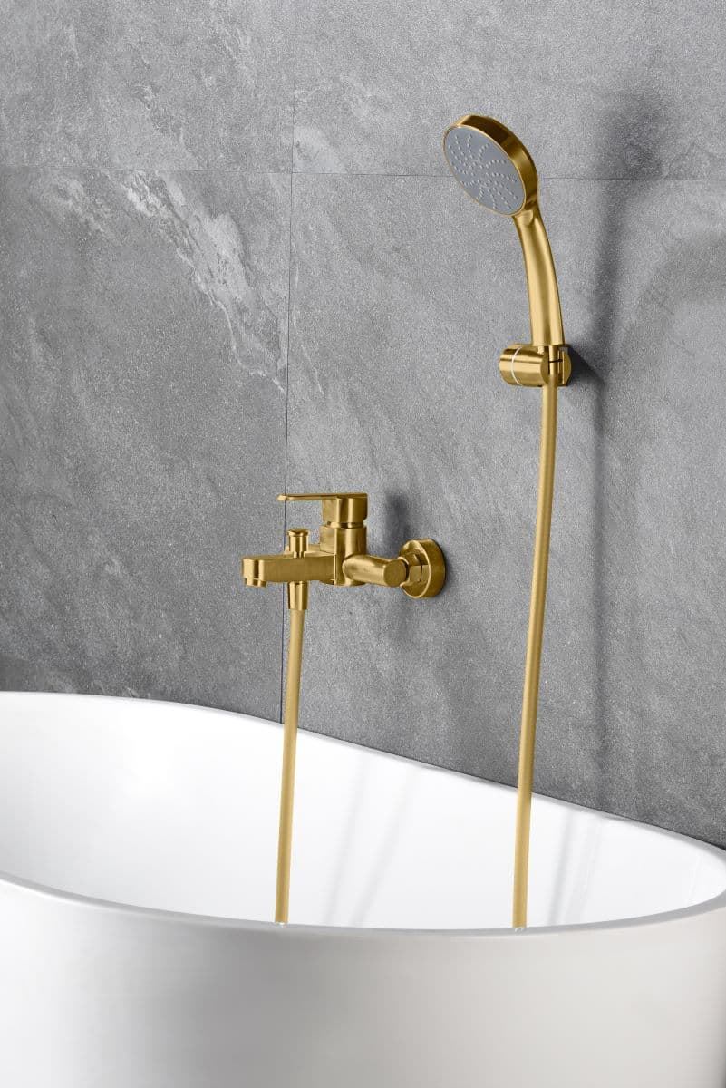 Grifo de bañera monomando serie ROMA acabado oro cepillado - Imagen 1