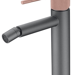 Grifo de bidé monomando serie LINE acabado gris mate-champagne - Imagen 1