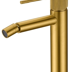 Grifo de bidé monomando serie LINE acabado oro cepillado - Imagen 1