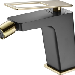 Grifo de bidé monomando serie SUECIA acabado oro brillo / negro mate - Imagen 1