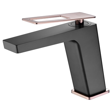 Grifo de bidé monomando serie SUECIA acabado oro rosa brillo / negro mate - Imagen 1