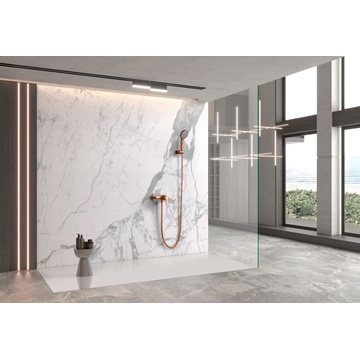 Grifo de ducha monomando serie ROMA acabado oro rosa cepillado - Imagen 1