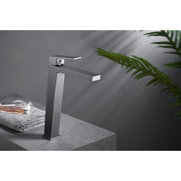 Grifo de lavabo alto monomando serie ART acabado black-gun metal - Imagen 1