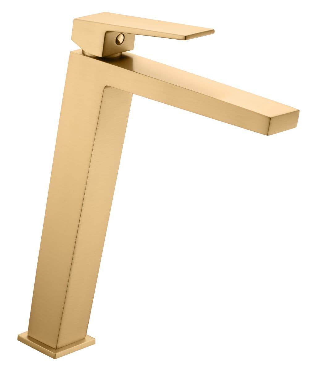 Grifo de lavabo alto monomando serie ART acabado oro cepillado - Imagen 2