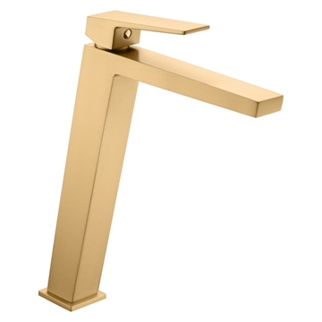 Grifo de lavabo alto monomando serie ART acabado oro cepillado - Imagen 2