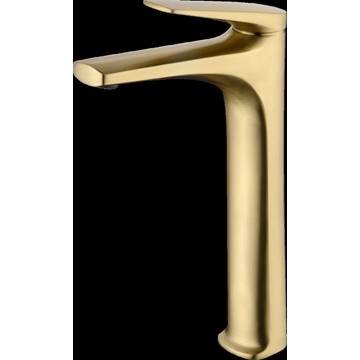 Grifo de lavabo alto monomando serie DELOS acabado oro cepillado - Imagen 2