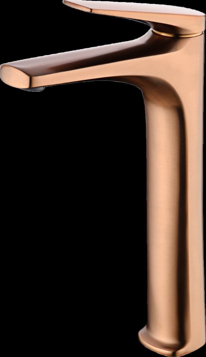 Grifo de lavabo alto monomando serie DELOS acabado oro rosa cepillado - Imagen 2
