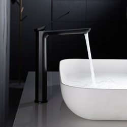 Grifo de lavabo alto monomando serie DINAMARCA acabado negro mate - Imagen 1