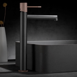 Grifo de lavabo alto monomando serie LINE acabado gris mate-champagne - Imagen 1