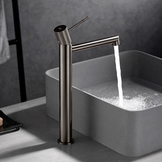 Grifo de lavabo alto monomando serie LINE acabado niquel cepillado - Imagen 1