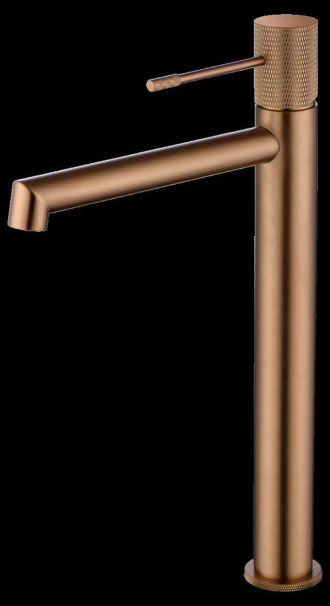 Grifo de lavabo alto monomando serie LINE acabado oro rosa cepillado - Imagen 2