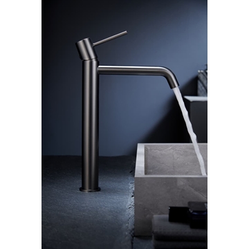 Grifo de lavabo alto monomando serie MONZA acabado negro gun metal - Imagen 1