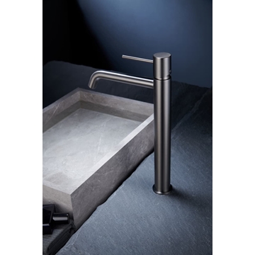 Grifo de lavabo alto monomando serie MONZA acabado negro gun metal - Imagen 2