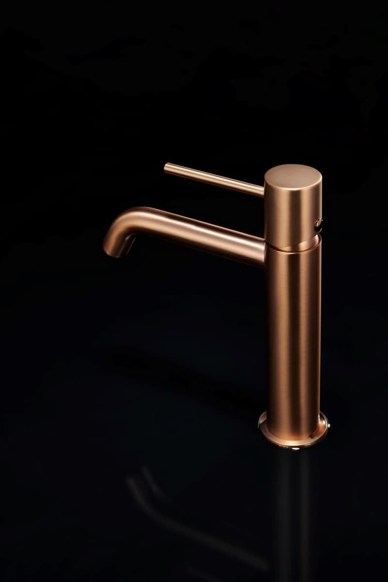 Grifo de lavabo alto monomando serie MONZA acabado oro rosa cepillado - Imagen 3