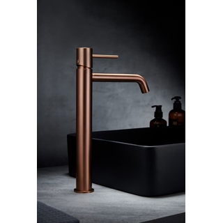 Grifo de lavabo alto monomando serie MONZA acabado oro rosa cepillado - Imagen 2