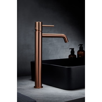 Grifo de lavabo alto monomando serie MONZA acabado oro rosa cepillado - Imagen 2