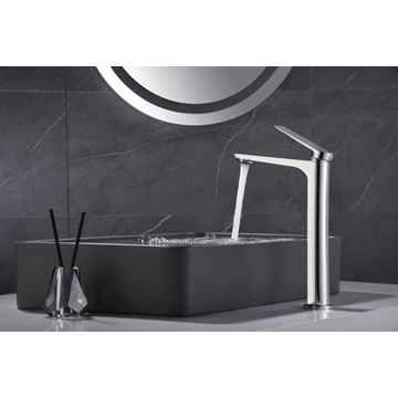 Grifo de lavabo alto monomando serie NAPOLES acabado cromo - Imagen 1