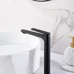 Grifo de lavabo alto monomando serie NAPOLES acabado negro mate - Imagen 1