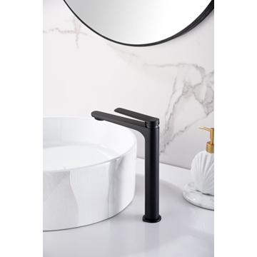 Grifo de lavabo alto monomando serie NAPOLES acabado negro mate - Imagen 1