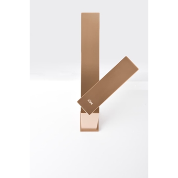 Grifo de lavabo alto monomando serie PISA acabado oro rosa cepillado - Imagen 2