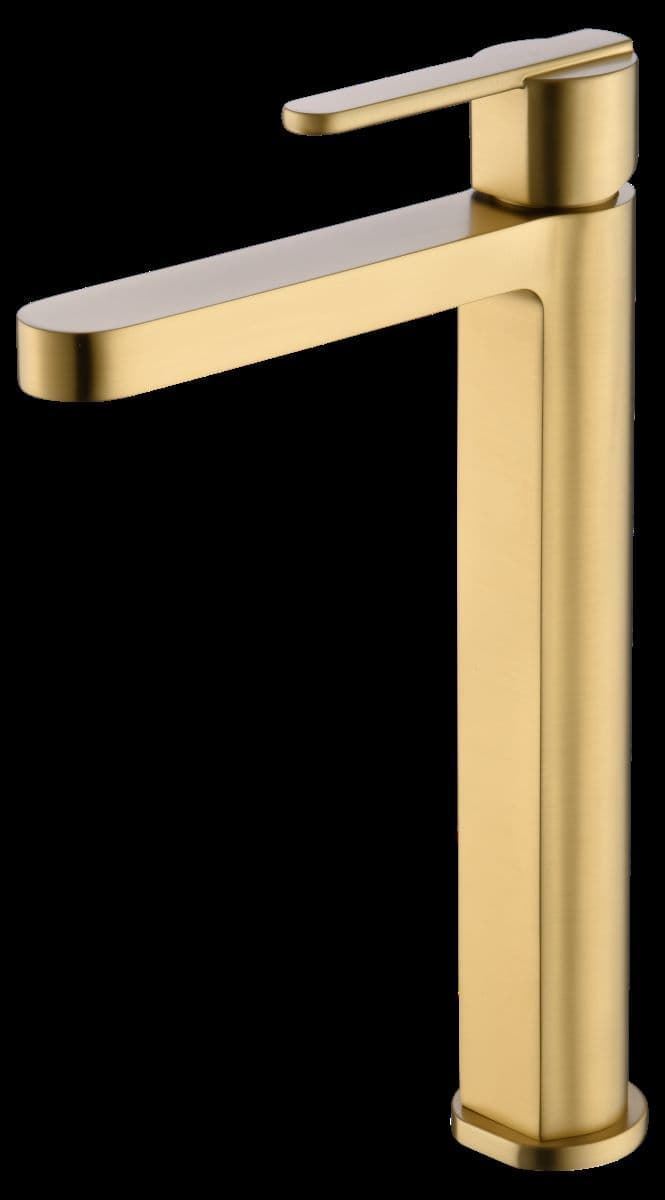 Grifo de lavabo alto monomando serie ROMA acabado oro cepillado - Imagen 1