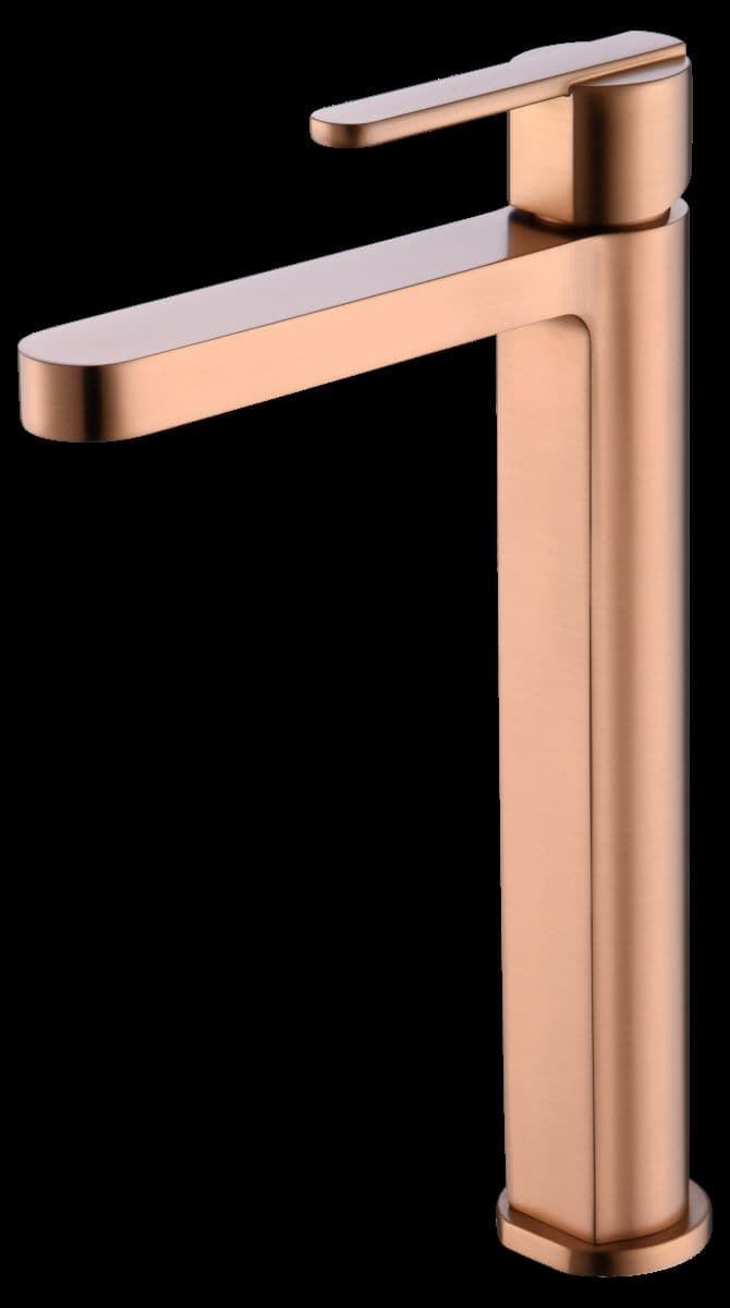 Grifo de lavabo alto monomando serie ROMA acabado oro rosa cepillado - Imagen 2