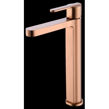 Grifo de lavabo alto monomando serie ROMA acabado oro rosa cepillado - Imagen 2